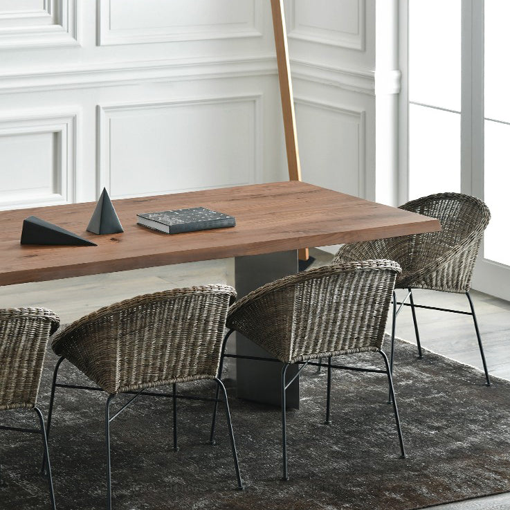 Industrial Pine Wood Table for Restaurant Rectangle Dining Table with Metal Double Pedestal Clearhalo ' dining_table' 'Dining Tables & Seating' 'Dining Tables' 'furn' 'furn_dining_table' 'Furniture' 'furniture_dining_table' 'Kitchen & Dining Furniture' 'kitchen&dining_furn' 'kitchen' 'kitchen_dining_table' 4621397