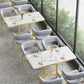 Industrial White Table for Restaurant Dining Table with Metal Base in Gold Rectangle Without Chairs Clearhalo ' dining_table' 'Dining Tables & Seating' 'Dining Tables' 'furn' 'furn_dining_table' 'Furniture' 'furniture_dining_table' 'Kitchen & Dining Furniture' 'kitchen&dining_furn' 'kitchen' 'kitchen_dining_table' 4621434