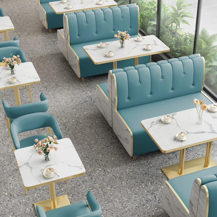 Industrial White Table for Restaurant Dining Table with Metal Base in Gold Clearhalo ' dining_table' 'Dining Tables & Seating' 'Dining Tables' 'furn' 'furn_dining_table' 'Furniture' 'furniture_dining_table' 'Kitchen & Dining Furniture' 'kitchen&dining_furn' 'kitchen' 'kitchen_dining_table' 4621435
