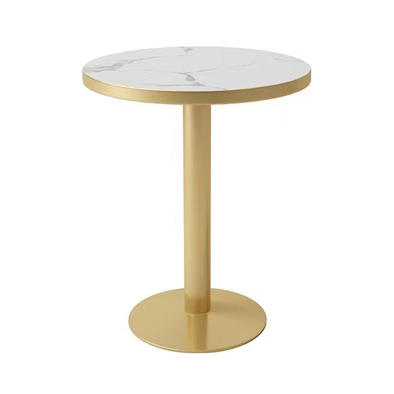 Industrial White Table for Restaurant Dining Table with Metal Base in Gold Round Matte White Without Chairs Clearhalo ' dining_table' 'Dining Tables & Seating' 'Dining Tables' 'furn' 'furn_dining_table' 'Furniture' 'furniture_dining_table' 'Kitchen & Dining Furniture' 'kitchen&dining_furn' 'kitchen' 'kitchen_dining_table' 4621436