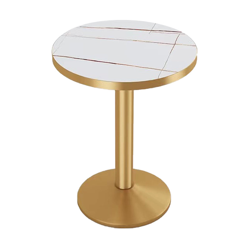 Industrial White Table for Restaurant Dining Table with Metal Base in Gold Round Gloss White Without Chairs Clearhalo ' dining_table' 'Dining Tables & Seating' 'Dining Tables' 'furn' 'furn_dining_table' 'Furniture' 'furniture_dining_table' 'Kitchen & Dining Furniture' 'kitchen&dining_furn' 'kitchen' 'kitchen_dining_table' 4621438