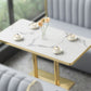 Industrial White Table for Restaurant Dining Table with Metal Base in Gold Clearhalo ' dining_table' 'Dining Tables & Seating' 'Dining Tables' 'furn' 'furn_dining_table' 'Furniture' 'furniture_dining_table' 'Kitchen & Dining Furniture' 'kitchen&dining_furn' 'kitchen' 'kitchen_dining_table' 4621440