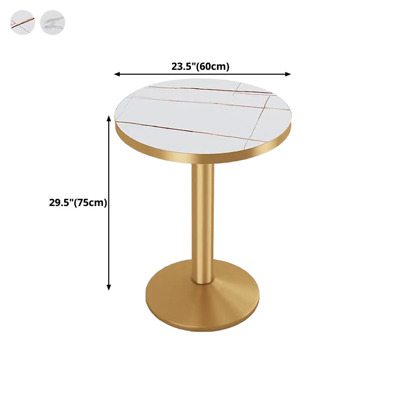 Industrial White Table for Restaurant Dining Table with Metal Base in Gold Clearhalo ' dining_table' 'Dining Tables & Seating' 'Dining Tables' 'furn' 'furn_dining_table' 'Furniture' 'furniture_dining_table' 'Kitchen & Dining Furniture' 'kitchen&dining_furn' 'kitchen' 'kitchen_dining_table' 4621443