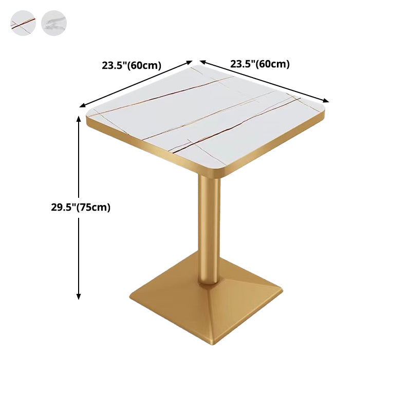 Industrial White Table for Restaurant Dining Table with Metal Base in Gold Clearhalo ' dining_table' 'Dining Tables & Seating' 'Dining Tables' 'furn' 'furn_dining_table' 'Furniture' 'furniture_dining_table' 'Kitchen & Dining Furniture' 'kitchen&dining_furn' 'kitchen' 'kitchen_dining_table' 4621445