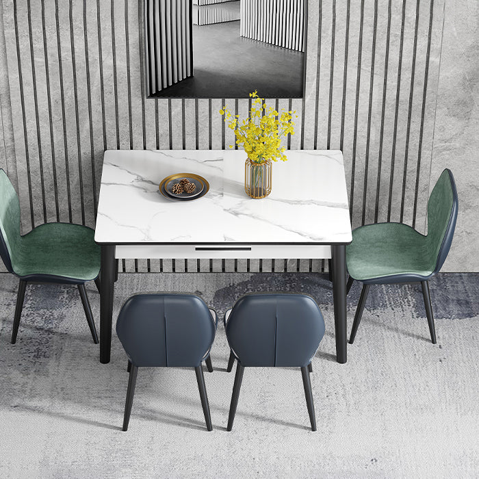 Contemporary Style Furniture Rectangle 4-foot Dining Site Table for Home White 43.3"L x 29.5"W x 29.5"H Without Chairs Clearhalo ' dining_table' 'Dining Tables & Seating' 'Dining Tables' 'furn' 'furn_dining_table' 'Furniture' 'furniture_dining_table' 'Kitchen & Dining Furniture' 'kitchen&dining_furn' 'kitchen' 'kitchen_dining_table' 4621459