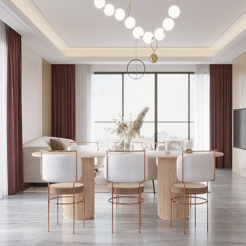 Pinewood Solid Wood Dining Table Modern Wood Color Double Pedestal Table for Dining Room 63"L x 27.6"W x 29.5"H Without Chairs Clearhalo ' dining_table' 'Dining Tables & Seating' 'Dining Tables' 'furn' 'furn_dining_table' 'Furniture' 'furniture_dining_table' 'Kitchen & Dining Furniture' 'kitchen&dining_furn' 'kitchen' 'kitchen_dining_table' 4621476