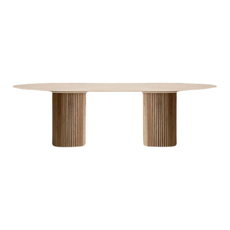 Pinewood Solid Wood Dining Table Modern Wood Color Double Pedestal Table for Dining Room Without Chairs Clearhalo ' dining_table' 'Dining Tables & Seating' 'Dining Tables' 'furn' 'furn_dining_table' 'Furniture' 'furniture_dining_table' 'Kitchen & Dining Furniture' 'kitchen&dining_furn' 'kitchen' 'kitchen_dining_table' 4621480