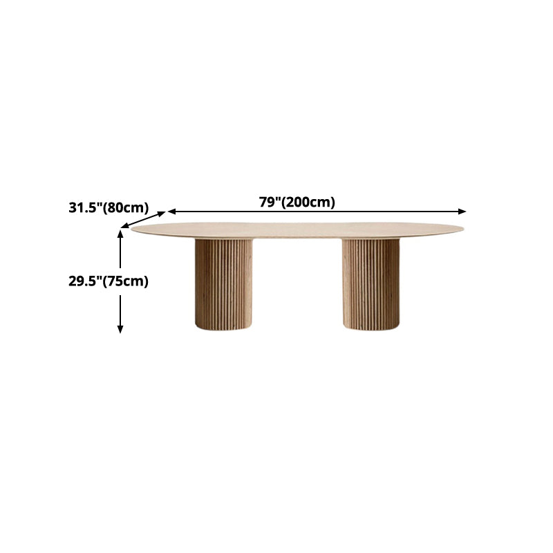 Pinewood Solid Wood Dining Table Modern Wood Color Double Pedestal Table for Dining Room Clearhalo ' dining_table' 'Dining Tables & Seating' 'Dining Tables' 'furn' 'furn_dining_table' 'Furniture' 'furniture_dining_table' 'Kitchen & Dining Furniture' 'kitchen&dining_furn' 'kitchen' 'kitchen_dining_table' 4621485