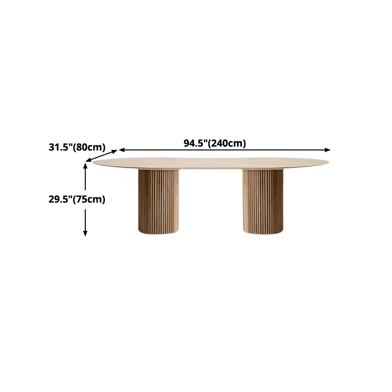 Pinewood Solid Wood Dining Table Modern Wood Color Double Pedestal Table for Dining Room Clearhalo ' dining_table' 'Dining Tables & Seating' 'Dining Tables' 'furn' 'furn_dining_table' 'Furniture' 'furniture_dining_table' 'Kitchen & Dining Furniture' 'kitchen&dining_furn' 'kitchen' 'kitchen_dining_table' 4621487