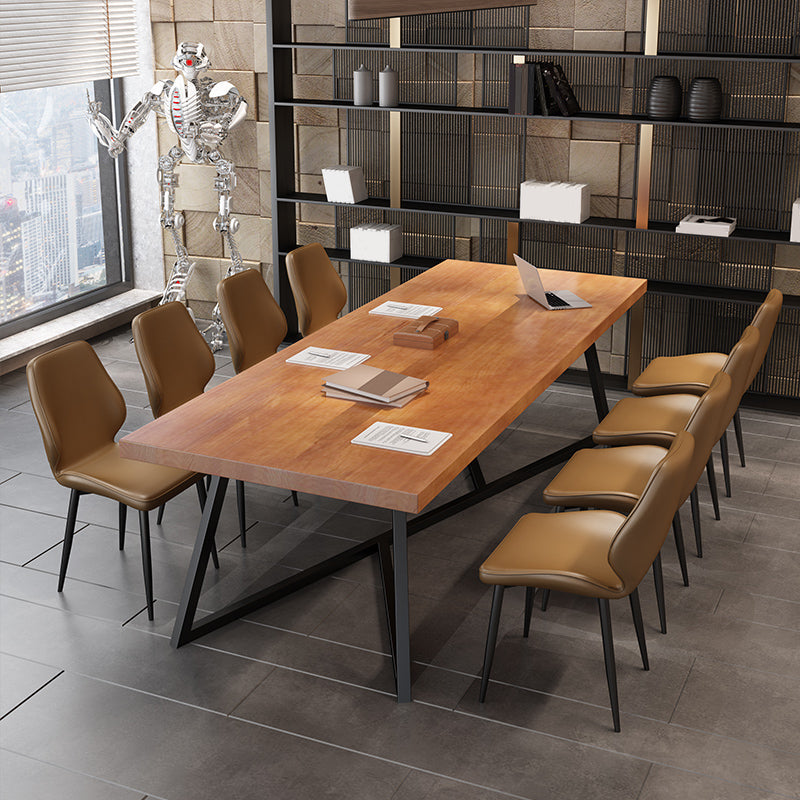 Metal Industrial Rectangle Dining Table Pine Wood Top Table for Kitchen 63"L x 27.6"W x 29.5"H Without Chairs Clearhalo ' dining_table' 'Dining Tables & Seating' 'Dining Tables' 'furn' 'furn_dining_table' 'Furniture' 'furniture_dining_table' 'Kitchen & Dining Furniture' 'kitchen&dining_furn' 'kitchen' 'kitchen_dining_table' 4621508