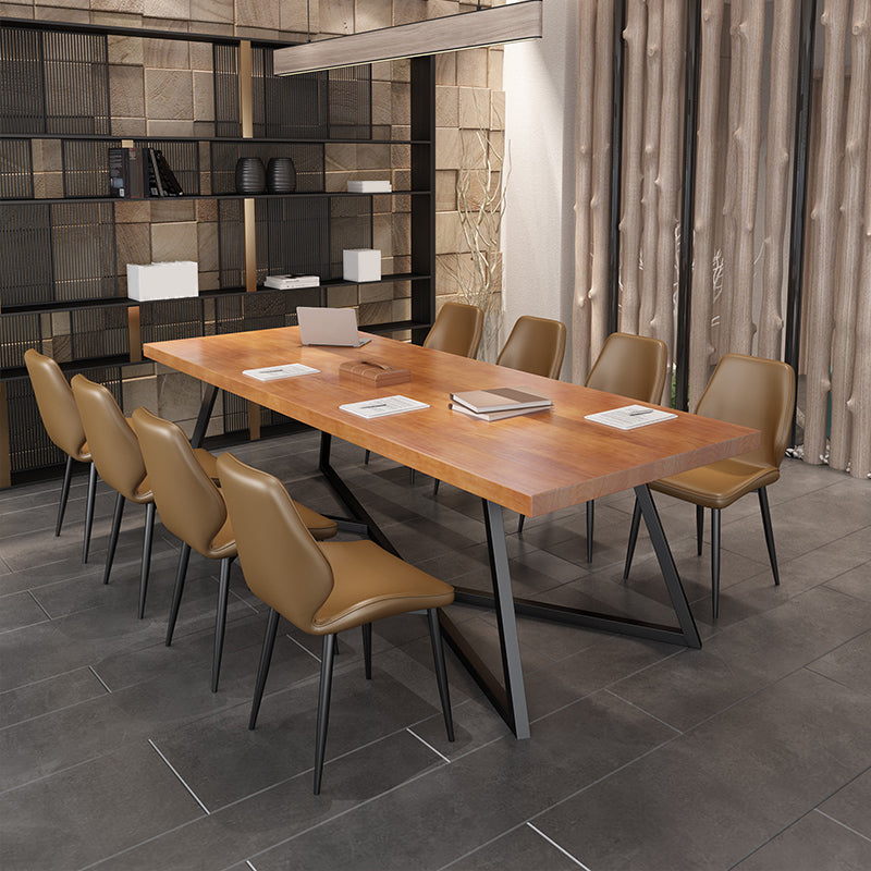 Metal Industrial Rectangle Dining Table Pine Wood Top Table for Kitchen 78.7"L x 31.5"W x 29.5"H Without Chairs Clearhalo ' dining_table' 'Dining Tables & Seating' 'Dining Tables' 'furn' 'furn_dining_table' 'Furniture' 'furniture_dining_table' 'Kitchen & Dining Furniture' 'kitchen&dining_furn' 'kitchen' 'kitchen_dining_table' 4621510
