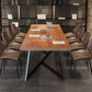 Metal Industrial Rectangle Dining Table Pine Wood Top Table for Kitchen 86.6"L x 31.5"W x 29.5"H Without Chairs Clearhalo ' dining_table' 'Dining Tables & Seating' 'Dining Tables' 'furn' 'furn_dining_table' 'Furniture' 'furniture_dining_table' 'Kitchen & Dining Furniture' 'kitchen&dining_furn' 'kitchen' 'kitchen_dining_table' 4621511