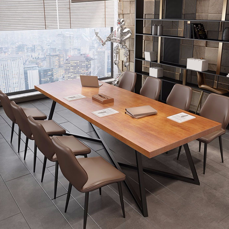 Metal Industrial Rectangle Dining Table Pine Wood Top Table for Kitchen Clearhalo ' dining_table' 'Dining Tables & Seating' 'Dining Tables' 'furn' 'furn_dining_table' 'Furniture' 'furniture_dining_table' 'Kitchen & Dining Furniture' 'kitchen&dining_furn' 'kitchen' 'kitchen_dining_table' 4621517