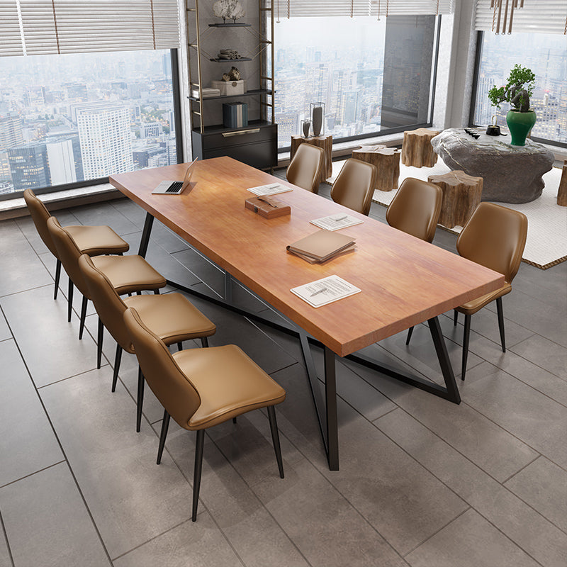 Metal Industrial Rectangle Dining Table Pine Wood Top Table for Kitchen Clearhalo ' dining_table' 'Dining Tables & Seating' 'Dining Tables' 'furn' 'furn_dining_table' 'Furniture' 'furniture_dining_table' 'Kitchen & Dining Furniture' 'kitchen&dining_furn' 'kitchen' 'kitchen_dining_table' 4621518