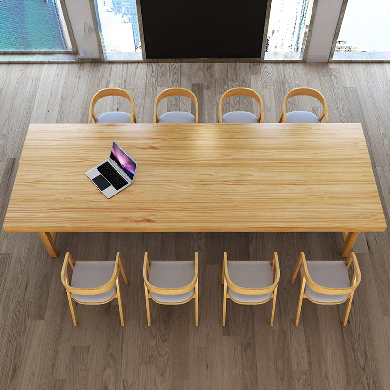 Solid Wood Rectangle Industrial Dining Table Wood Top Table with Trestle Base 86.6"L x 31.5"W x 29.5"H Without Chairs Clearhalo ' dining_table' 'Dining Tables & Seating' 'Dining Tables' 'furn' 'furn_dining_table' 'Furniture' 'furniture_dining_table' 'Kitchen & Dining Furniture' 'kitchen&dining_furn' 'kitchen' 'kitchen_dining_table' 4621540