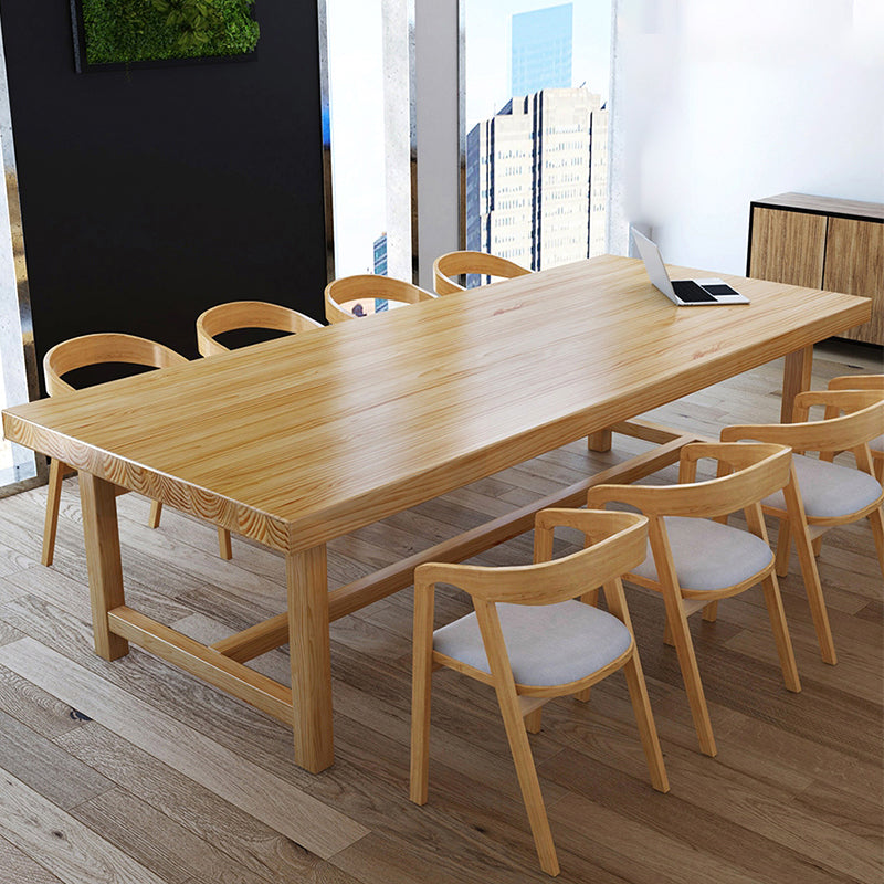 Solid Wood Rectangle Industrial Dining Table Wood Top Table with Trestle Base 70.9"L x 31.5"W x 29.5"H Without Chairs Clearhalo ' dining_table' 'Dining Tables & Seating' 'Dining Tables' 'furn' 'furn_dining_table' 'Furniture' 'furniture_dining_table' 'Kitchen & Dining Furniture' 'kitchen&dining_furn' 'kitchen' 'kitchen_dining_table' 4621542