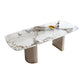 Luxury White Tone Dining Table Sintered Stone Table with Double Pedestal Rectangle Brown 55.1"L x 31.5"W x 29.5"H Clearhalo ' dining_table' 'Dining Tables & Seating' 'Dining Tables' 'furn' 'furn_dining_table' 'Furniture' 'furniture_dining_table' 'Kitchen & Dining Furniture' 'kitchen&dining_furn' 'kitchen' 'kitchen_dining_table' 4621554