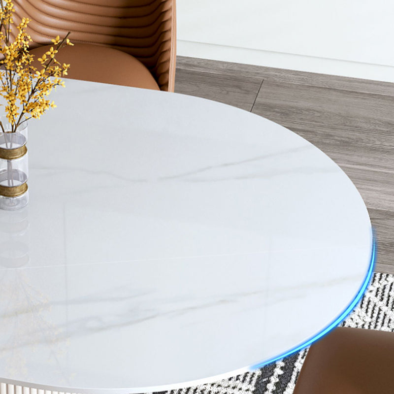 Luxury White Tone Dining Table Sintered Stone Table with Double Pedestal Clearhalo ' dining_table' 'Dining Tables & Seating' 'Dining Tables' 'furn' 'furn_dining_table' 'Furniture' 'furniture_dining_table' 'Kitchen & Dining Furniture' 'kitchen&dining_furn' 'kitchen' 'kitchen_dining_table' 4621560