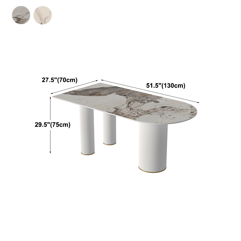 Metal Traditional Luxury Free Form Indoor Table Sintered Stone Table with 3 Legs Clearhalo ' dining_table' 'Dining Tables & Seating' 'Dining Tables' 'furn' 'furn_dining_table' 'Furniture' 'furniture_dining_table' 'Kitchen & Dining Furniture' 'kitchen&dining_furn' 'kitchen' 'kitchen_dining_table' 4621582