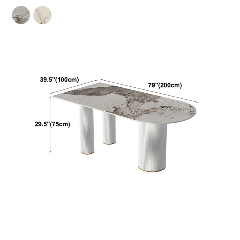 Metal Traditional Luxury Free Form Indoor Table Sintered Stone Table with 3 Legs Clearhalo ' dining_table' 'Dining Tables & Seating' 'Dining Tables' 'furn' 'furn_dining_table' 'Furniture' 'furniture_dining_table' 'Kitchen & Dining Furniture' 'kitchen&dining_furn' 'kitchen' 'kitchen_dining_table' 4621586
