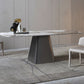 Luxury Sintered Stone Top Dining Table Rectangle White Table with Pedestal Gray 70.9"L x 35.4"W x 29.5"H Without Chairs Clearhalo ' dining_table' 'Dining Tables & Seating' 'Dining Tables' 'furn' 'furn_dining_table' 'Furniture' 'furniture_dining_table' 'Kitchen & Dining Furniture' 'kitchen&dining_furn' 'kitchen' 'kitchen_dining_table' 4621590