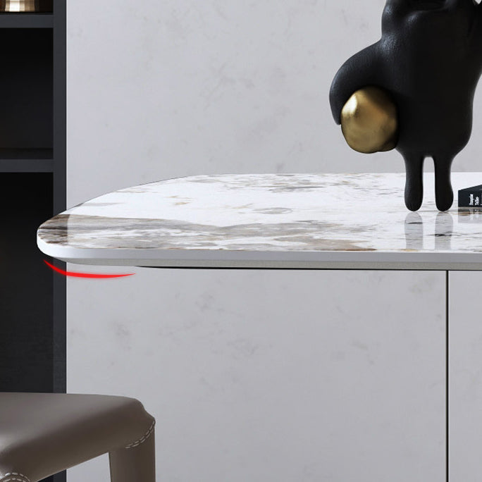 Luxury Sintered Stone Top Dining Table Rectangle White Table with Pedestal Clearhalo ' dining_table' 'Dining Tables & Seating' 'Dining Tables' 'furn' 'furn_dining_table' 'Furniture' 'furniture_dining_table' 'Kitchen & Dining Furniture' 'kitchen&dining_furn' 'kitchen' 'kitchen_dining_table' 4621592