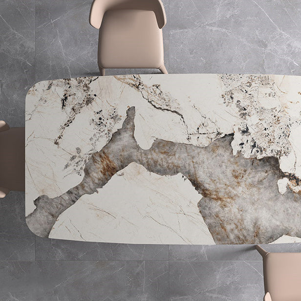 Luxury Sintered Stone Top Dining Table Rectangle White Table with Pedestal Clearhalo ' dining_table' 'Dining Tables & Seating' 'Dining Tables' 'furn' 'furn_dining_table' 'Furniture' 'furniture_dining_table' 'Kitchen & Dining Furniture' 'kitchen&dining_furn' 'kitchen' 'kitchen_dining_table' 4621594