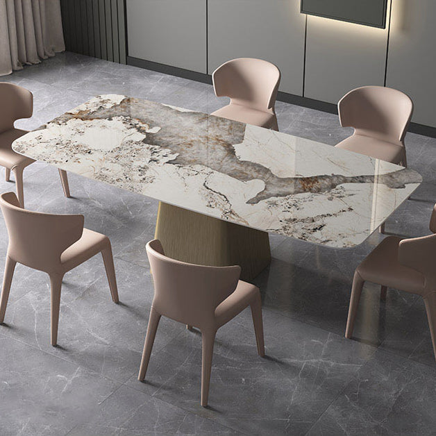 Luxury Sintered Stone Top Dining Table Rectangle White Table with Pedestal Clearhalo ' dining_table' 'Dining Tables & Seating' 'Dining Tables' 'furn' 'furn_dining_table' 'Furniture' 'furniture_dining_table' 'Kitchen & Dining Furniture' 'kitchen&dining_furn' 'kitchen' 'kitchen_dining_table' 4621597