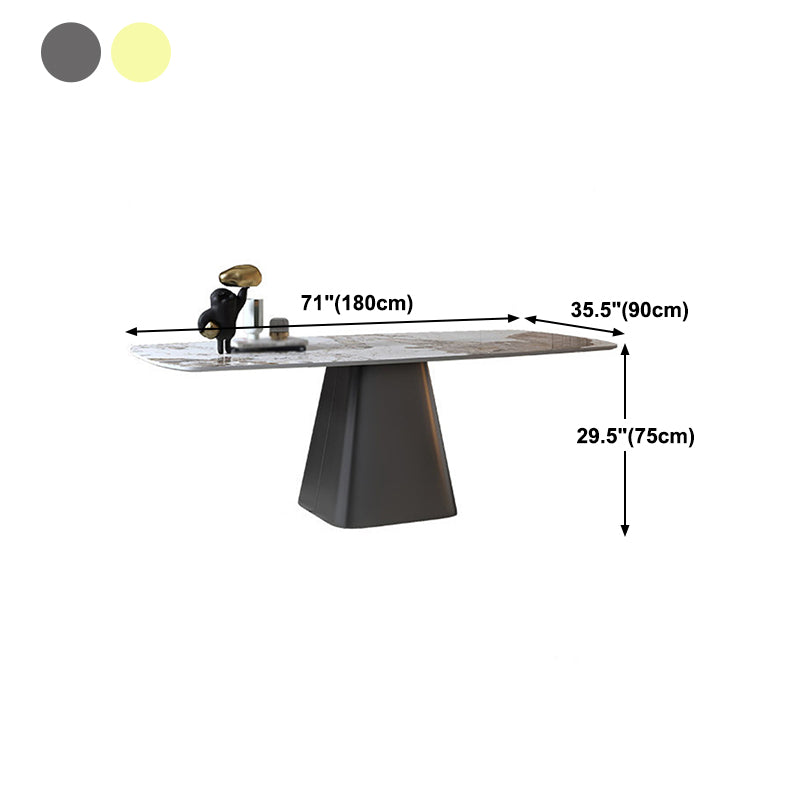Luxury Sintered Stone Top Dining Table Rectangle White Table with Pedestal Clearhalo ' dining_table' 'Dining Tables & Seating' 'Dining Tables' 'furn' 'furn_dining_table' 'Furniture' 'furniture_dining_table' 'Kitchen & Dining Furniture' 'kitchen&dining_furn' 'kitchen' 'kitchen_dining_table' 4621604