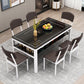 Glass Modern Rectangle Dining Table Glass Top Table for Dining Room and Kitchen Black White 55.1"L x 31.5"W x 29.5"H Without Chairs Clearhalo ' dining_table' 'Dining Tables & Seating' 'Dining Tables' 'furn' 'furn_dining_table' 'Furniture' 'furniture_dining_table' 'Kitchen & Dining Furniture' 'kitchen&dining_furn' 'kitchen' 'kitchen_dining_table' 4621605