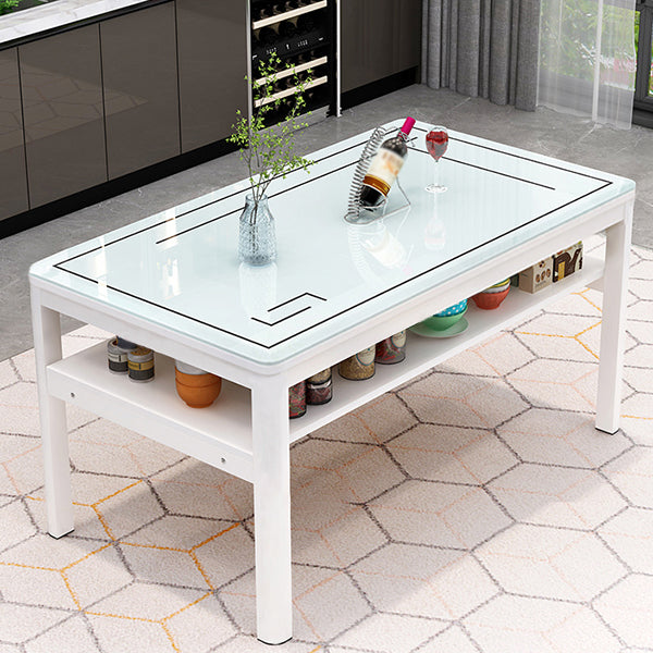 Glass Modern Rectangle Dining Table Glass Top Table for Dining Room and Kitchen White Without Chairs Clearhalo ' dining_table' 'Dining Tables & Seating' 'Dining Tables' 'furn' 'furn_dining_table' 'Furniture' 'furniture_dining_table' 'Kitchen & Dining Furniture' 'kitchen&dining_furn' 'kitchen' 'kitchen_dining_table' 4621606