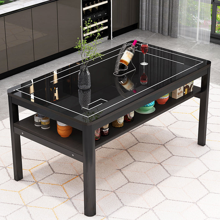 Glass Modern Rectangle Dining Table Glass Top Table for Dining Room and Kitchen Black Without Chairs Clearhalo ' dining_table' 'Dining Tables & Seating' 'Dining Tables' 'furn' 'furn_dining_table' 'Furniture' 'furniture_dining_table' 'Kitchen & Dining Furniture' 'kitchen&dining_furn' 'kitchen' 'kitchen_dining_table' 4621610