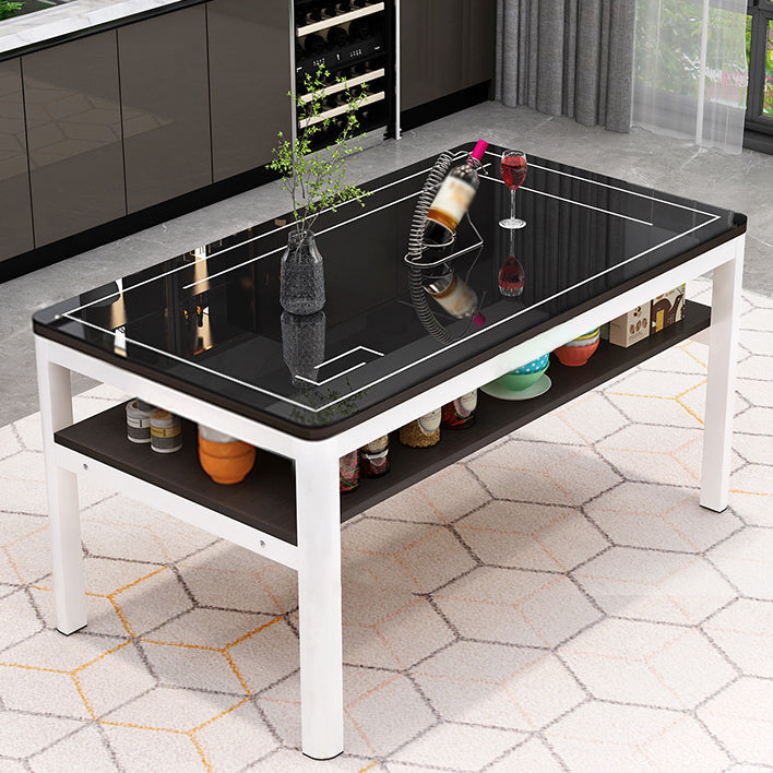 Glass Modern Rectangle Dining Table Glass Top Table for Dining Room and Kitchen Black White Without Chairs Clearhalo ' dining_table' 'Dining Tables & Seating' 'Dining Tables' 'furn' 'furn_dining_table' 'Furniture' 'furniture_dining_table' 'Kitchen & Dining Furniture' 'kitchen&dining_furn' 'kitchen' 'kitchen_dining_table' 4621612