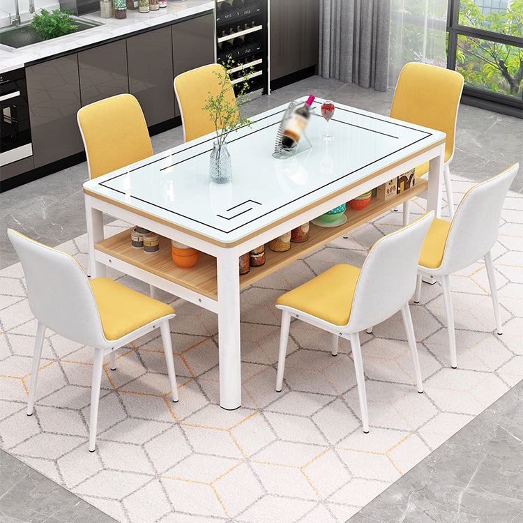 Glass Modern Rectangle Dining Table Glass Top Table for Dining Room and Kitchen Natural Wood White Without Chairs Clearhalo ' dining_table' 'Dining Tables & Seating' 'Dining Tables' 'furn' 'furn_dining_table' 'Furniture' 'furniture_dining_table' 'Kitchen & Dining Furniture' 'kitchen&dining_furn' 'kitchen' 'kitchen_dining_table' 4621615