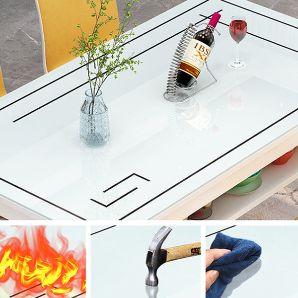 Glass Modern Rectangle Dining Table Glass Top Table for Dining Room and Kitchen Clearhalo ' dining_table' 'Dining Tables & Seating' 'Dining Tables' 'furn' 'furn_dining_table' 'Furniture' 'furniture_dining_table' 'Kitchen & Dining Furniture' 'kitchen&dining_furn' 'kitchen' 'kitchen_dining_table' 4621618