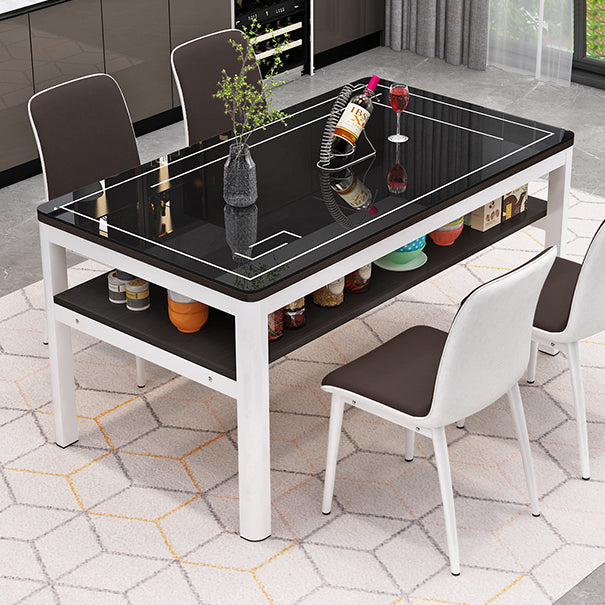 Glass Modern Rectangle Dining Table Glass Top Table for Dining Room and Kitchen Clearhalo ' dining_table' 'Dining Tables & Seating' 'Dining Tables' 'furn' 'furn_dining_table' 'Furniture' 'furniture_dining_table' 'Kitchen & Dining Furniture' 'kitchen&dining_furn' 'kitchen' 'kitchen_dining_table' 4621622