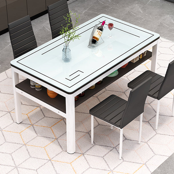 Glass Modern Rectangle Dining Table Glass Top Table for Dining Room and Kitchen Clearhalo ' dining_table' 'Dining Tables & Seating' 'Dining Tables' 'furn' 'furn_dining_table' 'Furniture' 'furniture_dining_table' 'Kitchen & Dining Furniture' 'kitchen&dining_furn' 'kitchen' 'kitchen_dining_table' 4621623