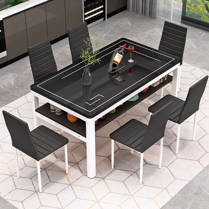 Glass Modern Rectangle Dining Table Glass Top Table for Dining Room and Kitchen Clearhalo ' dining_table' 'Dining Tables & Seating' 'Dining Tables' 'furn' 'furn_dining_table' 'Furniture' 'furniture_dining_table' 'Kitchen & Dining Furniture' 'kitchen&dining_furn' 'kitchen' 'kitchen_dining_table' 4621624