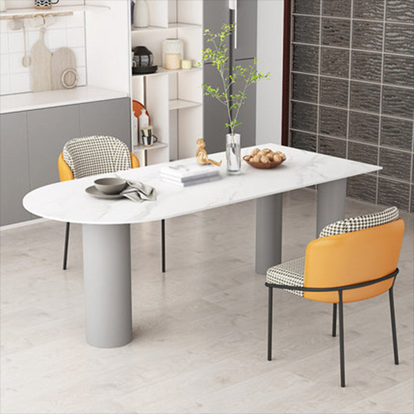 Free Form Sintered Stone Top Dining Table Modern Table with Metal Base Gray 70.9"L x 31.5"W x 29.5"H Without Chairs Clearhalo ' dining_table' 'Dining Tables & Seating' 'Dining Tables' 'furn' 'furn_dining_table' 'Furniture' 'furniture_dining_table' 'Kitchen & Dining Furniture' 'kitchen&dining_furn' 'kitchen' 'kitchen_dining_table' 4621629