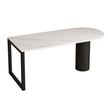 Free Form Sintered Stone Top Dining Table Modern Table with Metal Base Black Without Chairs Clearhalo ' dining_table' 'Dining Tables & Seating' 'Dining Tables' 'furn' 'furn_dining_table' 'Furniture' 'furniture_dining_table' 'Kitchen & Dining Furniture' 'kitchen&dining_furn' 'kitchen' 'kitchen_dining_table' 4621633