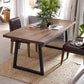 Industrial Pine Wood Table for Restaurant Rectangle Table with Metal Double Pedestal Brown 63"L x 27.6"W x 29.5"H Without Chairs Clearhalo ' dining_table' 'Dining Tables & Seating' 'Dining Tables' 'furn' 'furn_dining_table' 'Furniture' 'furniture_dining_table' 'Kitchen & Dining Furniture' 'kitchen&dining_furn' 'kitchen' 'kitchen_dining_table' 4621649