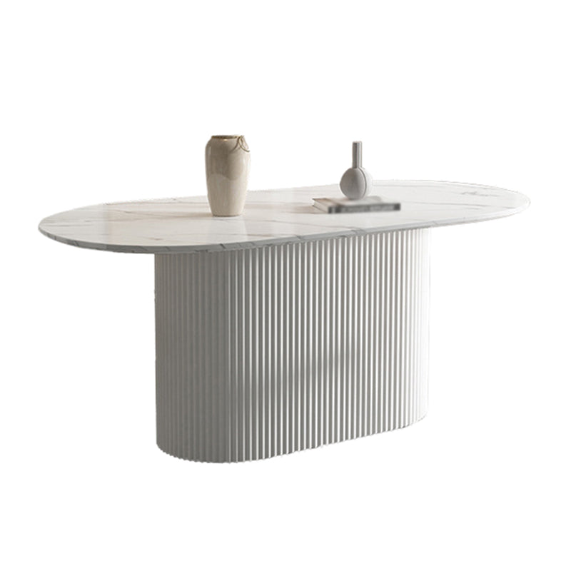 Solid Wood Base Contemporary Oval Dining Table Pedestal Table for Dining Room Stone White Clearhalo ' dining_table' 'Dining Tables & Seating' 'Dining Tables' 'furn' 'furn_dining_table' 'Furniture' 'furniture_dining_table' 'Kitchen & Dining Furniture' 'kitchen&dining_furn' 'kitchen' 'kitchen_dining_table' 4621666