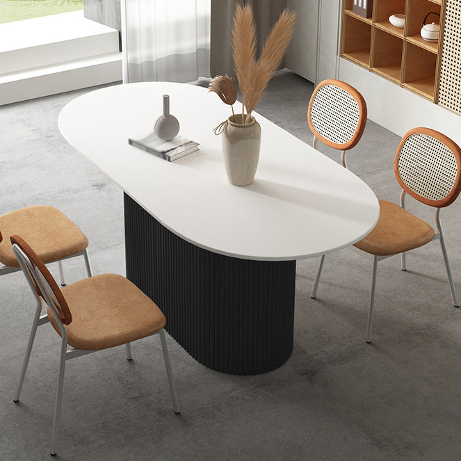 Solid Wood Base Contemporary Oval Dining Table Pedestal Table for Dining Room Wood Black Clearhalo ' dining_table' 'Dining Tables & Seating' 'Dining Tables' 'furn' 'furn_dining_table' 'Furniture' 'furniture_dining_table' 'Kitchen & Dining Furniture' 'kitchen&dining_furn' 'kitchen' 'kitchen_dining_table' 4621667