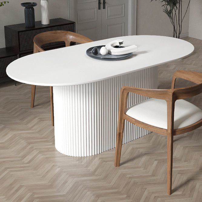 Solid Wood Base Contemporary Oval Dining Table Pedestal Table for Dining Room Clearhalo ' dining_table' 'Dining Tables & Seating' 'Dining Tables' 'furn' 'furn_dining_table' 'Furniture' 'furniture_dining_table' 'Kitchen & Dining Furniture' 'kitchen&dining_furn' 'kitchen' 'kitchen_dining_table' 4621676