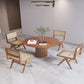 Solid Wood Round Table for Restaurant Modern Wood Table with Pedestal Base Brown 39.4"L x 39.4"W x 29.5"H Without Chairs Clearhalo ' dining_table' 'Dining Tables & Seating' 'Dining Tables' 'furn' 'furn_dining_table' 'Furniture' 'furniture_dining_table' 'Kitchen & Dining Furniture' 'kitchen&dining_furn' 'kitchen' 'kitchen_dining_table' 4621689