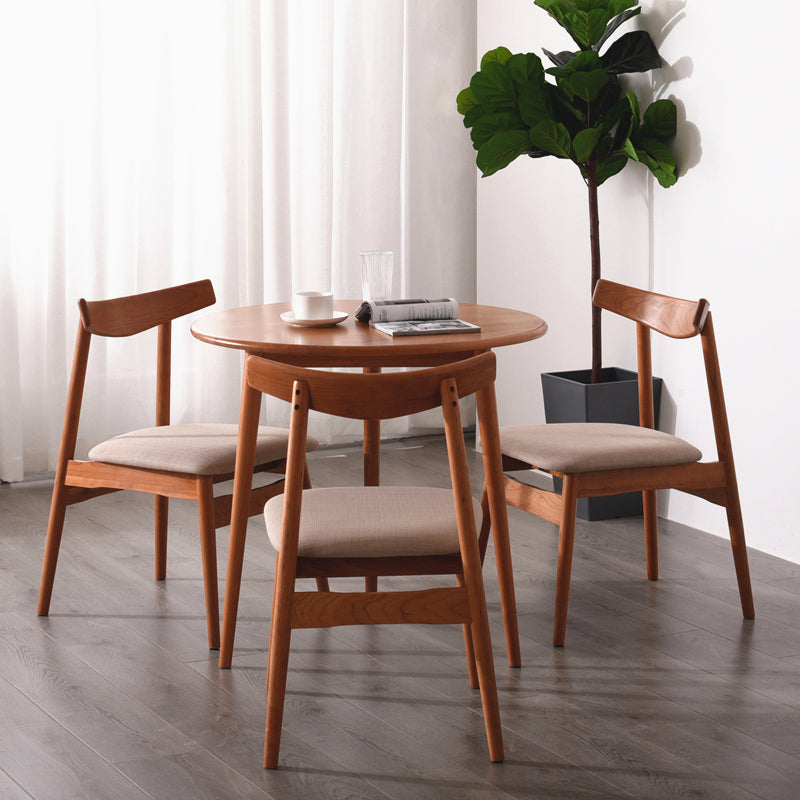 Solid Wood Contemporary Round Dining Table Wood Top Table with 4 Legs Light Brown 35.4"L x 35.4"W x 29.5"H Without Chairs Clearhalo ' dining_table' 'Dining Tables & Seating' 'Dining Tables' 'furn' 'furn_dining_table' 'Furniture' 'furniture_dining_table' 'Kitchen & Dining Furniture' 'kitchen&dining_furn' 'kitchen' 'kitchen_dining_table' 4621707