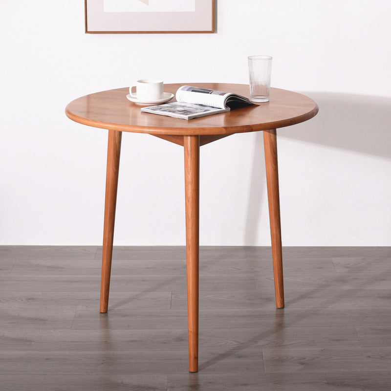 Solid Wood Contemporary Round Dining Table Wood Top Table with 4 Legs Light Brown 27.6"L x 27.6"W x 29.5"H Without Chairs Clearhalo ' dining_table' 'Dining Tables & Seating' 'Dining Tables' 'furn' 'furn_dining_table' 'Furniture' 'furniture_dining_table' 'Kitchen & Dining Furniture' 'kitchen&dining_furn' 'kitchen' 'kitchen_dining_table' 4621708