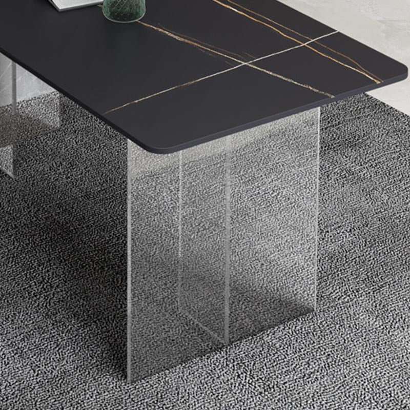 Stone Top Dining Table Rectangle Contemporary Dining Table with Double Pedestal Base Clearhalo ' dining_table' 'Dining Tables & Seating' 'Dining Tables' 'furn' 'furn_dining_table' 'Furniture' 'furniture_dining_table' 'Kitchen & Dining Furniture' 'kitchen&dining_furn' 'kitchen' 'kitchen_dining_table' 4621727