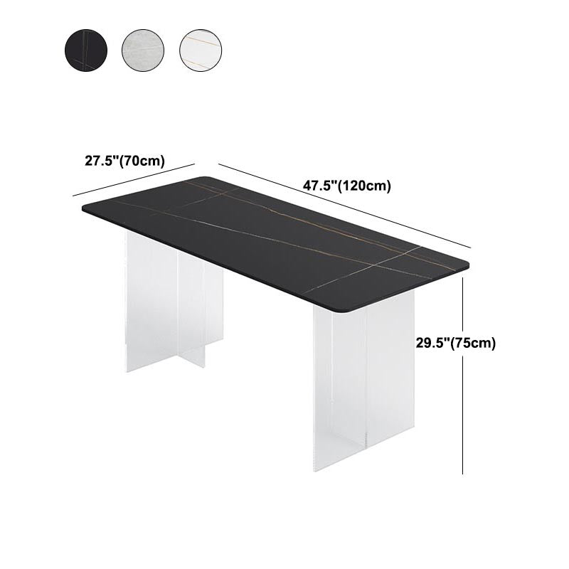 Stone Top Dining Table Rectangle Contemporary Dining Table with Double Pedestal Base Clearhalo ' dining_table' 'Dining Tables & Seating' 'Dining Tables' 'furn' 'furn_dining_table' 'Furniture' 'furniture_dining_table' 'Kitchen & Dining Furniture' 'kitchen&dining_furn' 'kitchen' 'kitchen_dining_table' 4621729