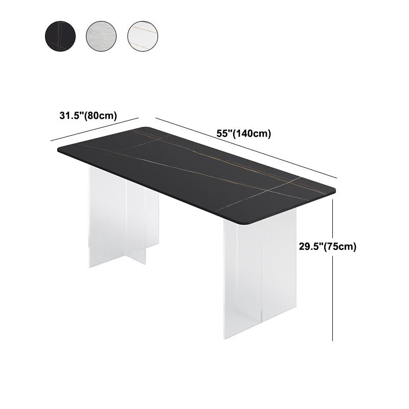 Stone Top Dining Table Rectangle Contemporary Dining Table with Double Pedestal Base Clearhalo ' dining_table' 'Dining Tables & Seating' 'Dining Tables' 'furn' 'furn_dining_table' 'Furniture' 'furniture_dining_table' 'Kitchen & Dining Furniture' 'kitchen&dining_furn' 'kitchen' 'kitchen_dining_table' 4621730